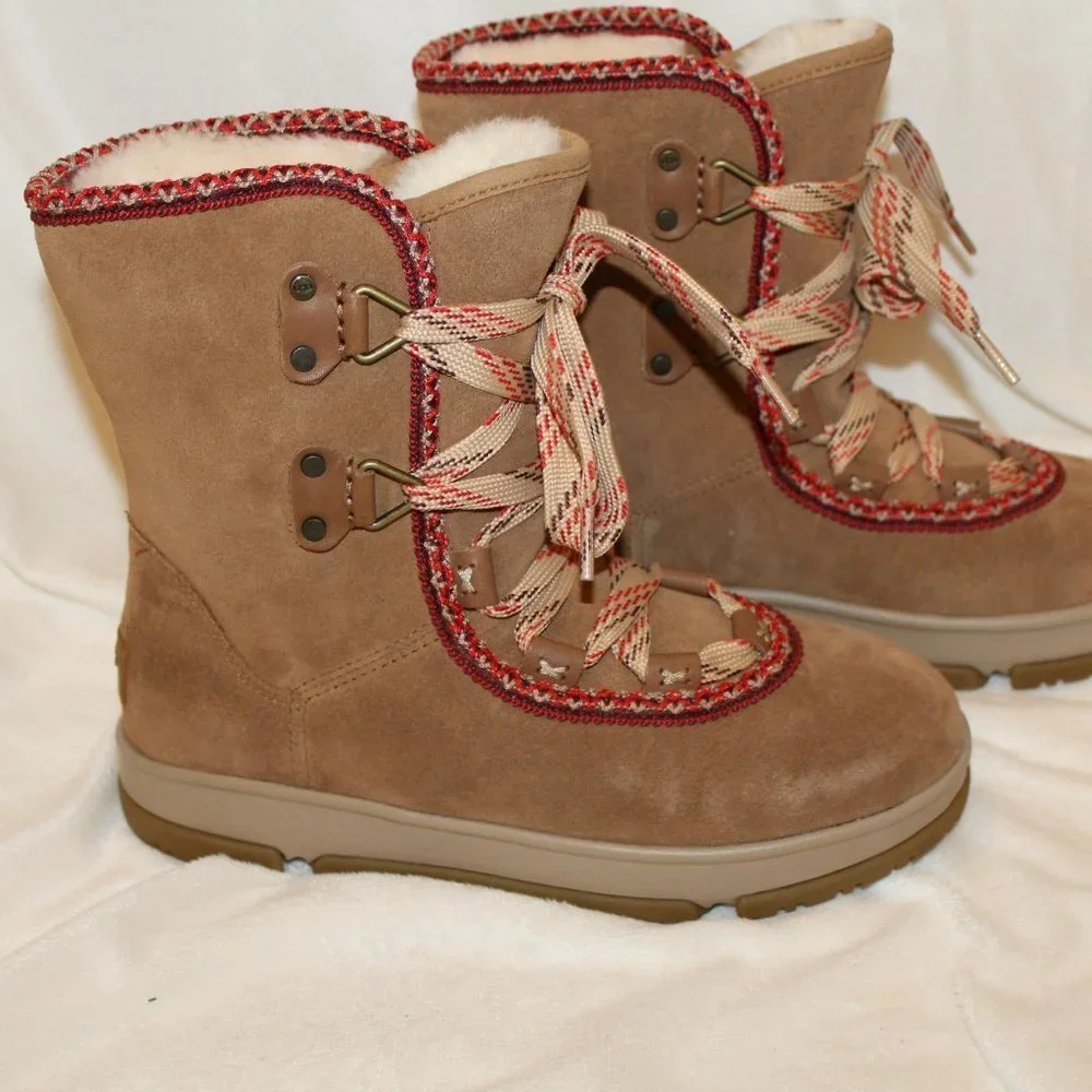 NIB UGG WOMEN'S HIKER HI CLASSIC SUEDE WINTER HIKING‎ SNOW BOOTS CHESTNUT